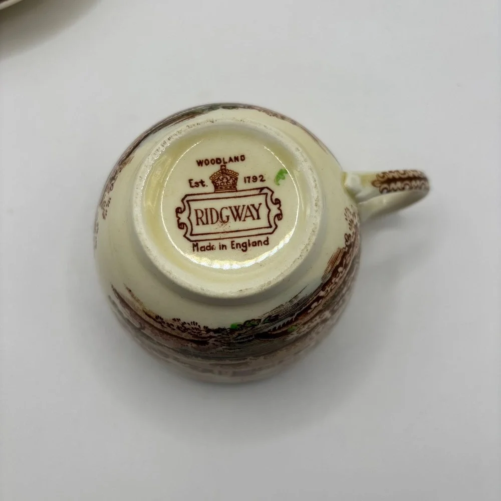 Vintage Ridgway Woodland Brown Teacup‎ and Saucer Set Made in England